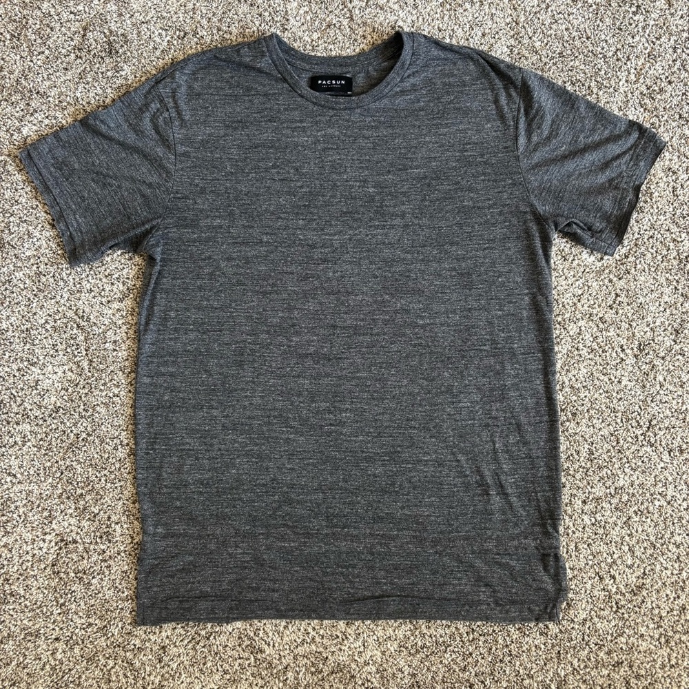 Pacsun Heathered Gray Longer Fit Double Layer Longer Look Tee Men's XL Surf